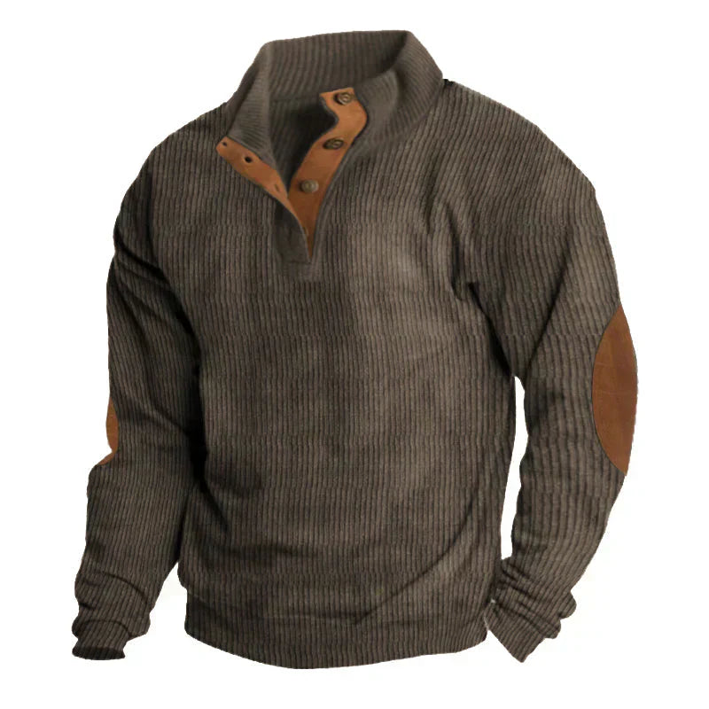 CLINT | RIBBED BUTTON SWEATER