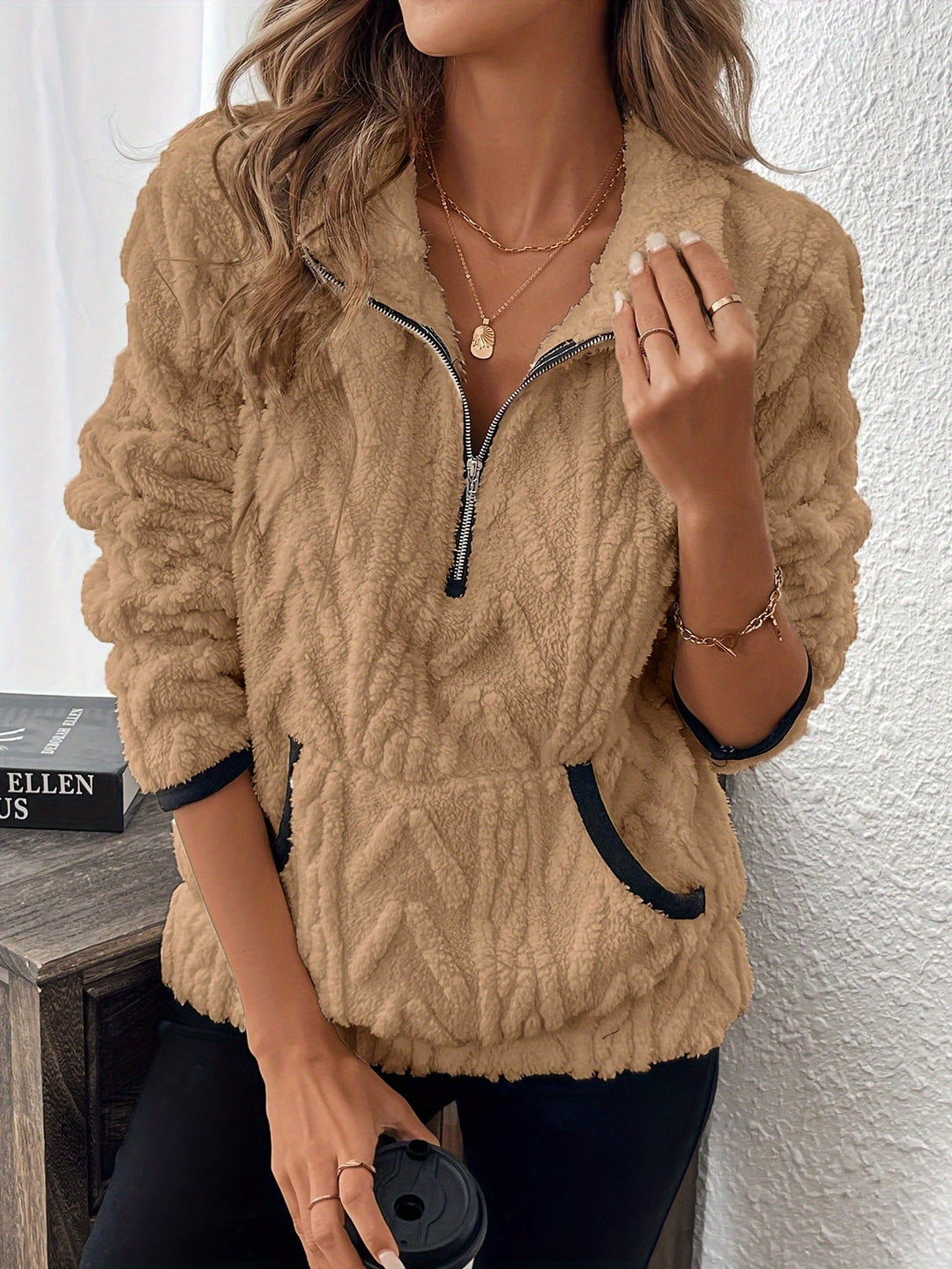 HILARA | COSY SWEATER WITH QUARTER-ZIP