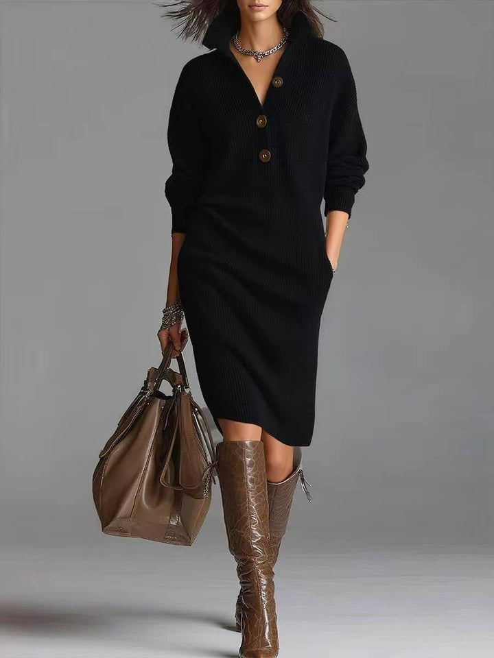 ÉLODIE | ELEGANT BUTTON-UP SWEATER DRESS