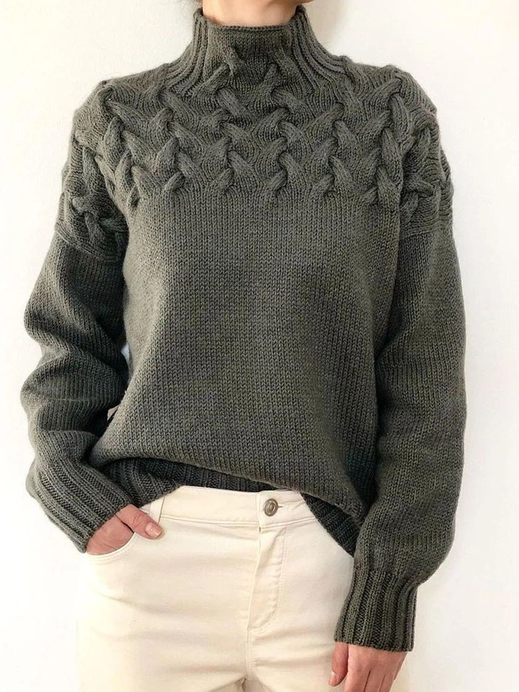 BRIONY | TEXTURED HIGH-NECK SWEATER
