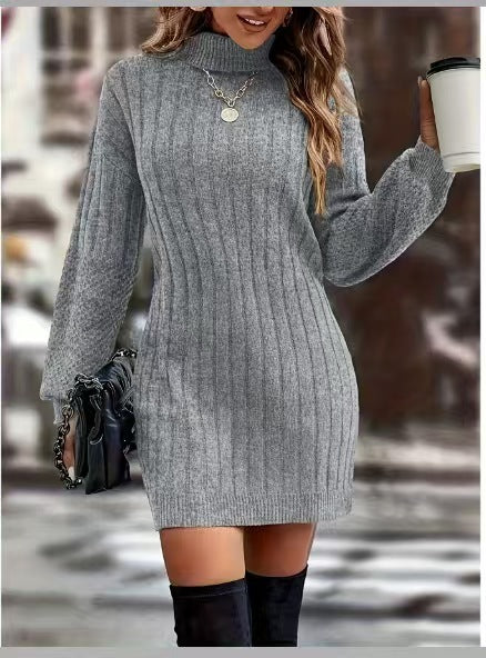 CAMILLE | HIGH-NECK KNITTED DRESS