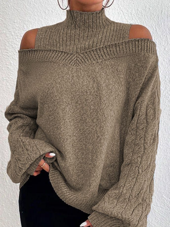 MAISIE | OFF-SHOULDER HIGH-NECK SWEATER