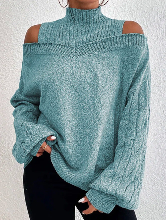 MAISIE | OFF-SHOULDER HIGH-NECK SWEATER