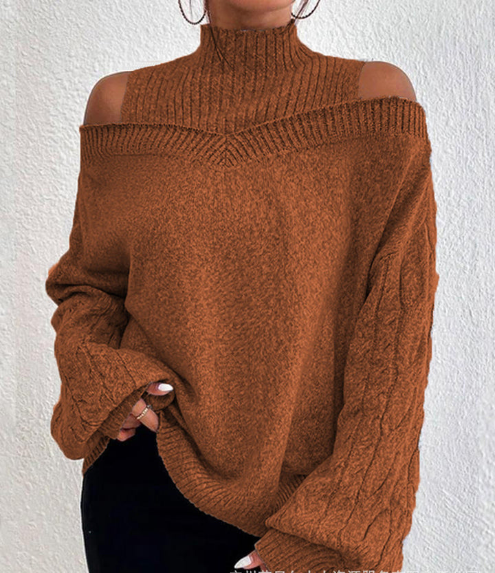 MAISIE | OFF-SHOULDER HIGH-NECK SWEATER