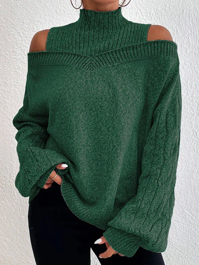 MAISIE | OFF-SHOULDER HIGH-NECK SWEATER