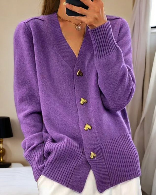 GISELDA | ELEGANT HEART BUTTON CARDIGAN