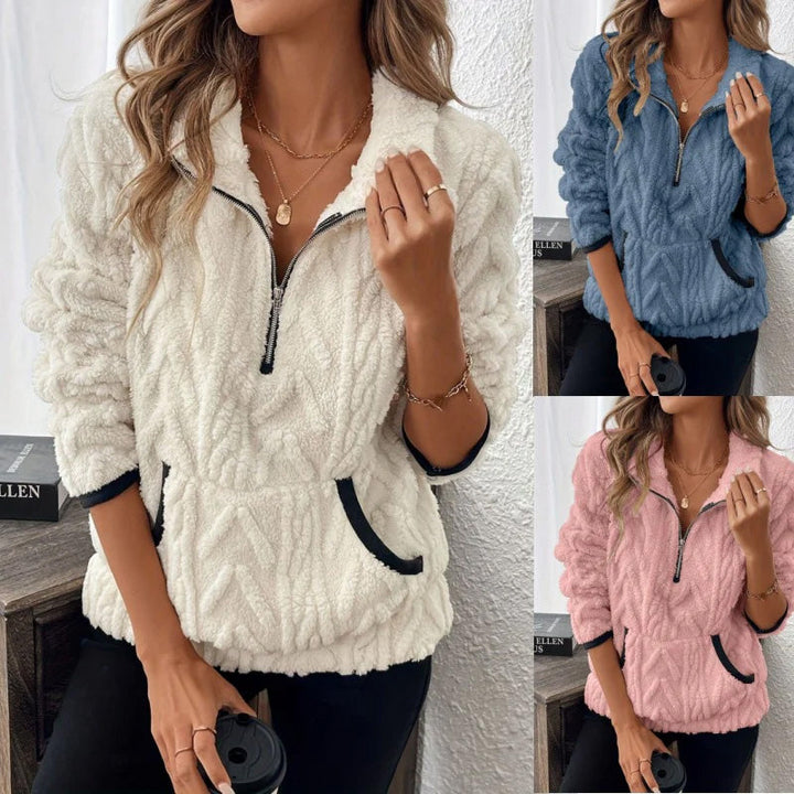 HILARA | COSY SWEATER WITH QUARTER-ZIP